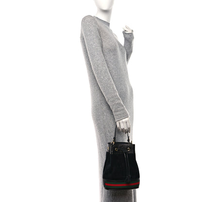 Gucci Suede Patent Web Small Ophidia Bucket Bag Black 2 of 10