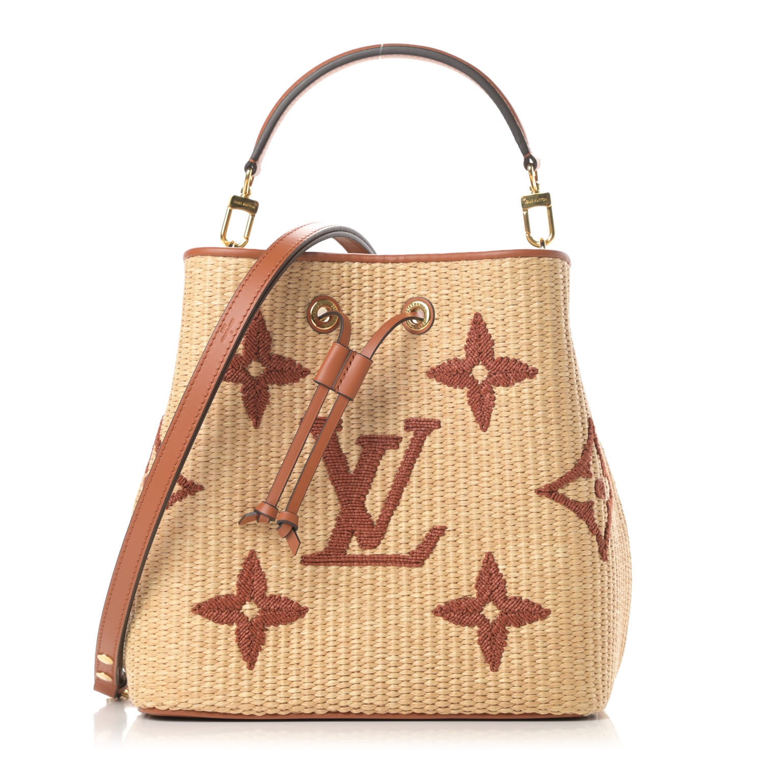 Louis Vuitton Raffia Calfskin Monogram Neonoe MM Tan 1 of 12