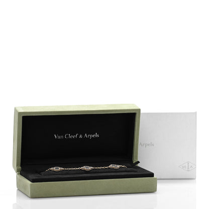 Van Cleef & Arpels 18K Yellow Gold Rock Crystal 5 Motifs Vintage Alhambra Bracelet 4 of 4