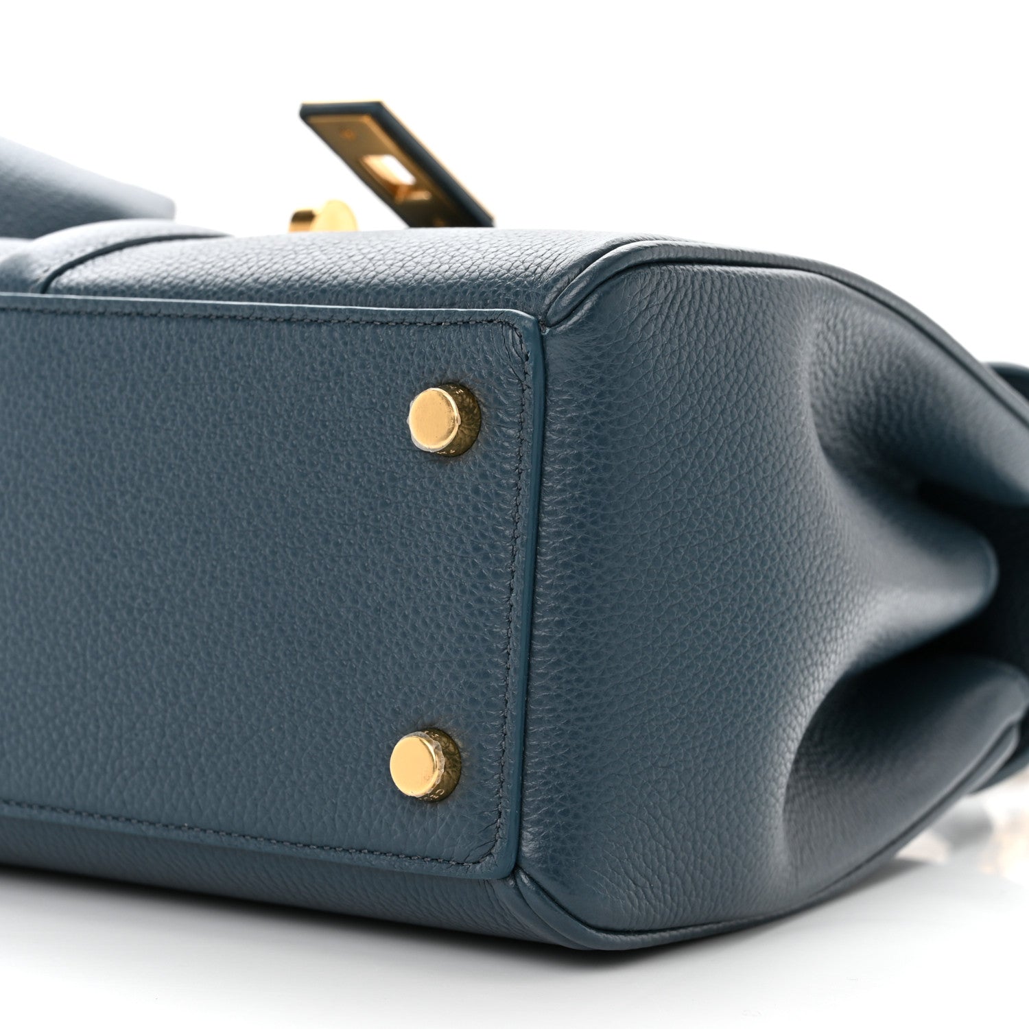 Celine Grained Calfskin Small 16 Top Handle Bag Petrol 10 of 14