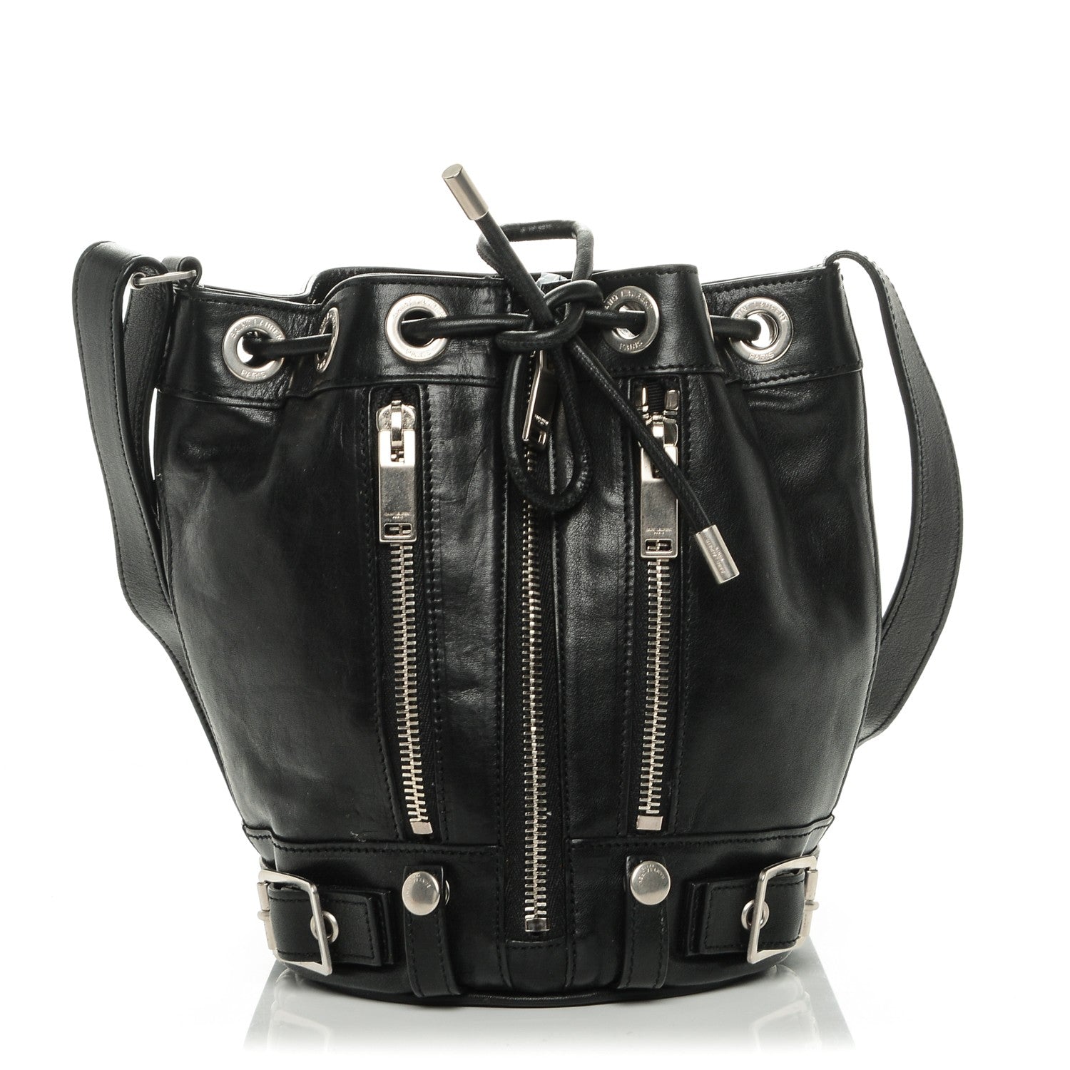 Saint Laurent Calfskin Small Rider Bucket Bag Black 1 of 6