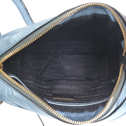 Prada Metallic Vitello Daino Camera Crossbody Bag Light Blue 5 of 12