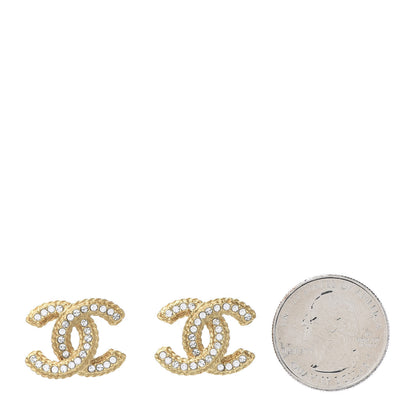Chanel Crystal 90’s Icon CC Stud Earrings Gold 2 of 5