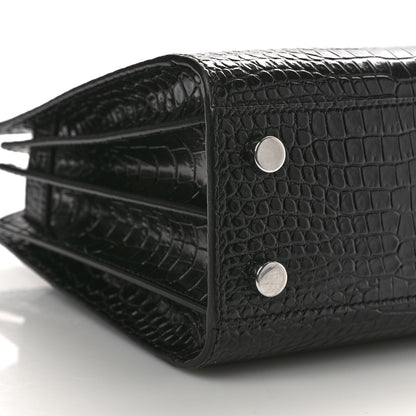 Saint Laurent Calfskin Crocodile Embossed Nano Sac De Jour Black 9 of 11
