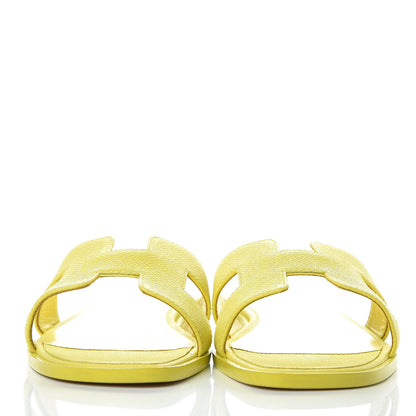 Hermes Epsom Oran Sandals 37.5 Lime 2 of 8