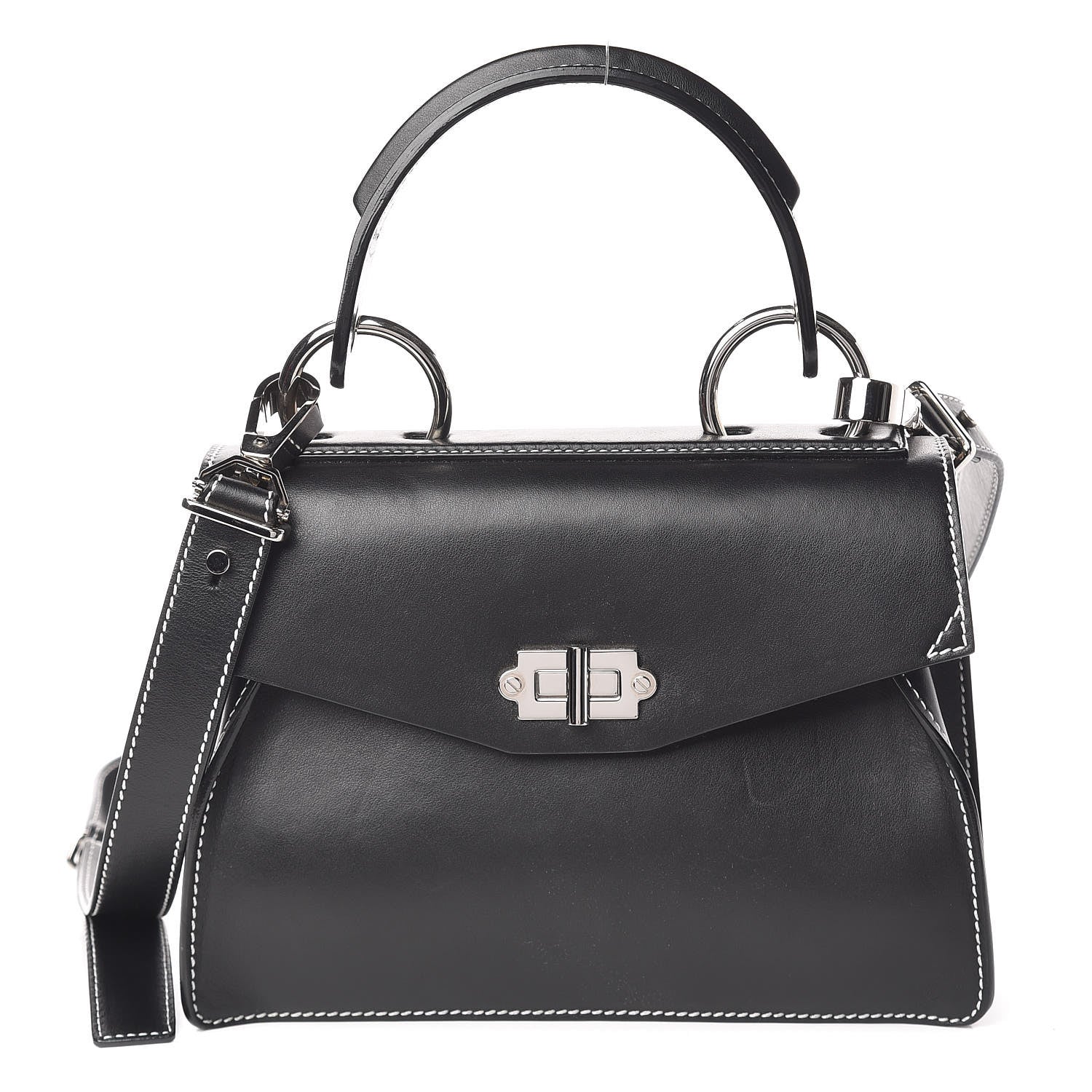 Proenza Schouler Smooth Calfskin Small Hava Top Handle Bag Black 1 of 11