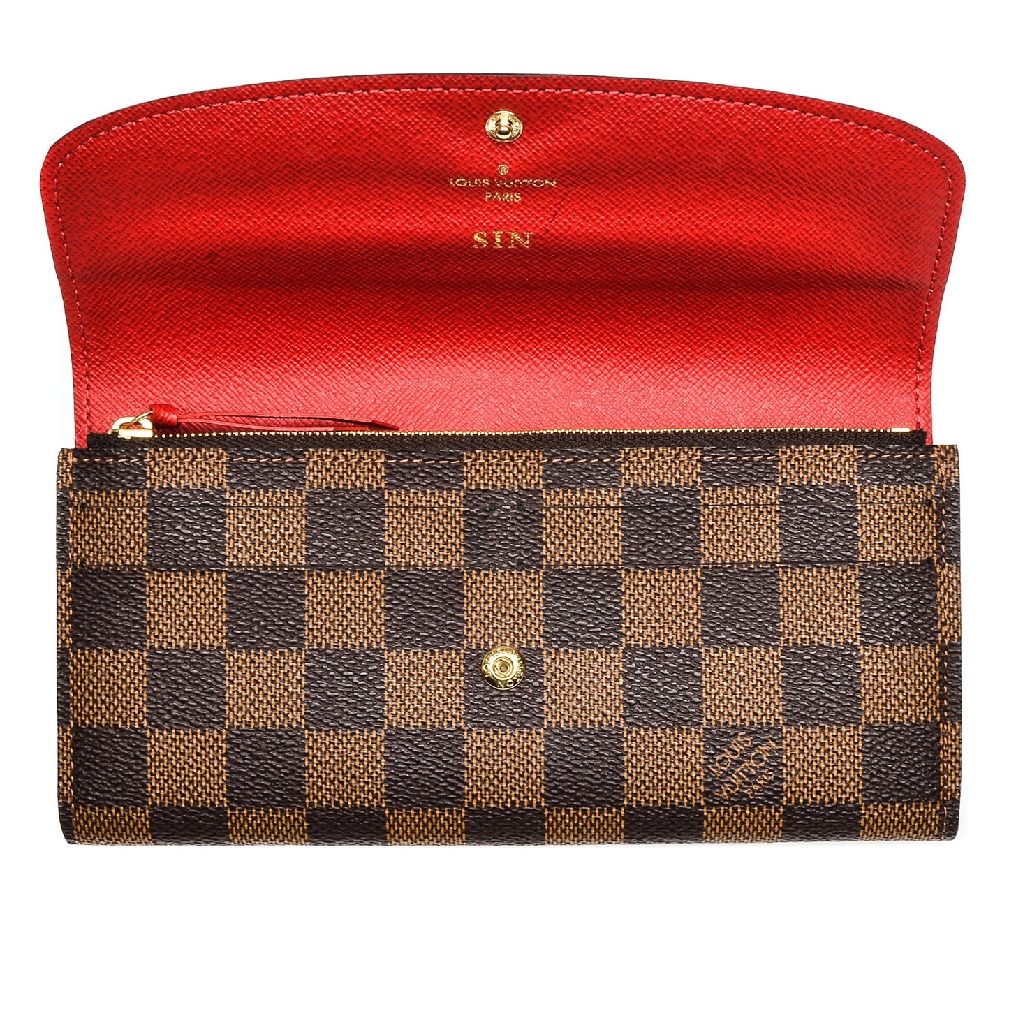 Damier Ebene Emilie Wallet Red