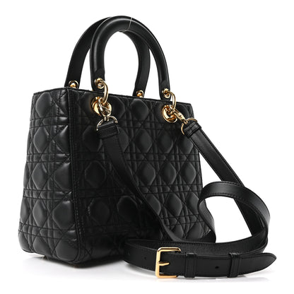 Christian Dior Lambskin Cannage Medium Lady Dior Black 2 of 9