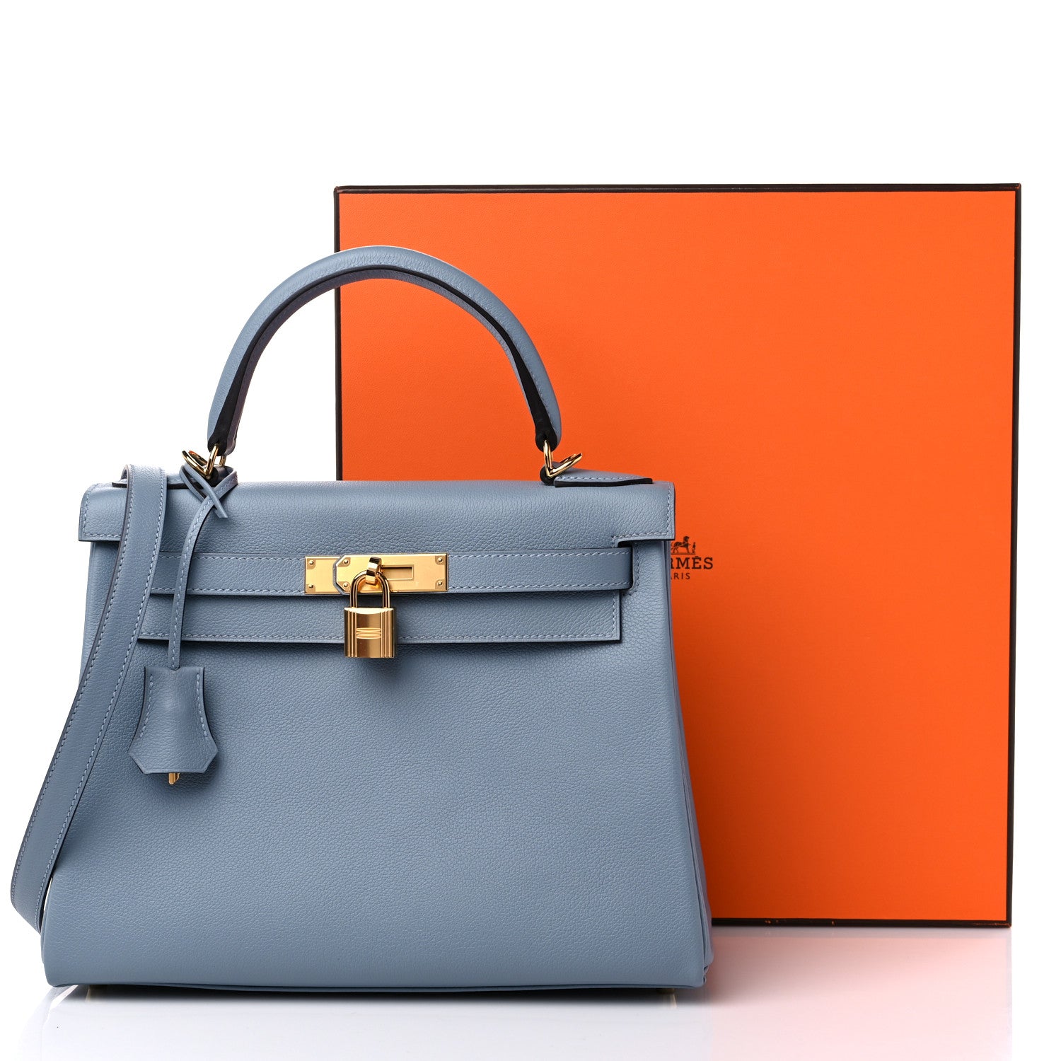 Hermes Evercolor Kelly Retourne 28 Bleu Lin 10 of 10