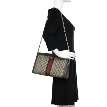 Gucci GG Supreme Monogram Web Medium Ophidia Chain Shoulder Bag Brown 2 of 10
