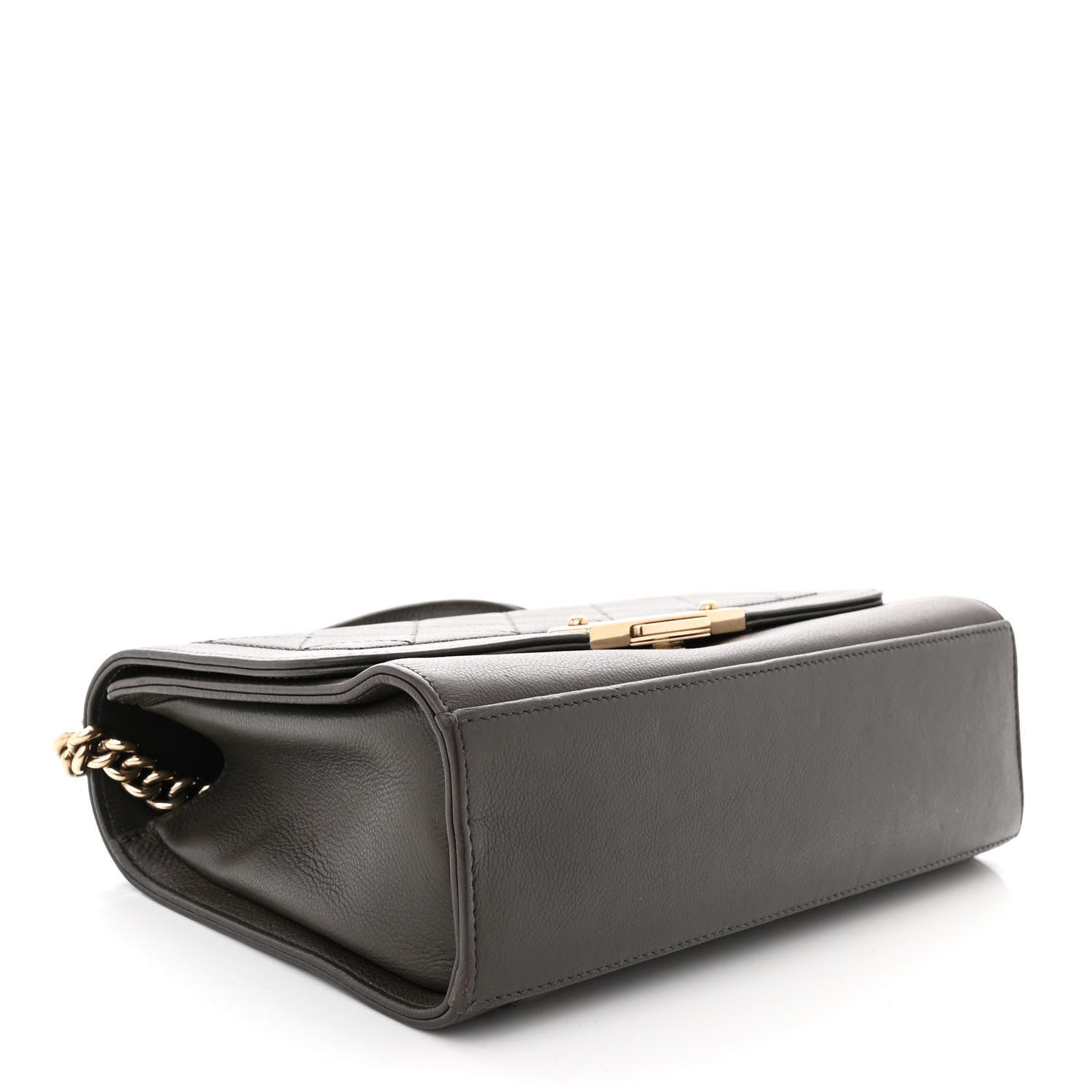 Chanel Grained Calfskin Quilted Medium Label Click Flap Bag Khaki 4 of 10