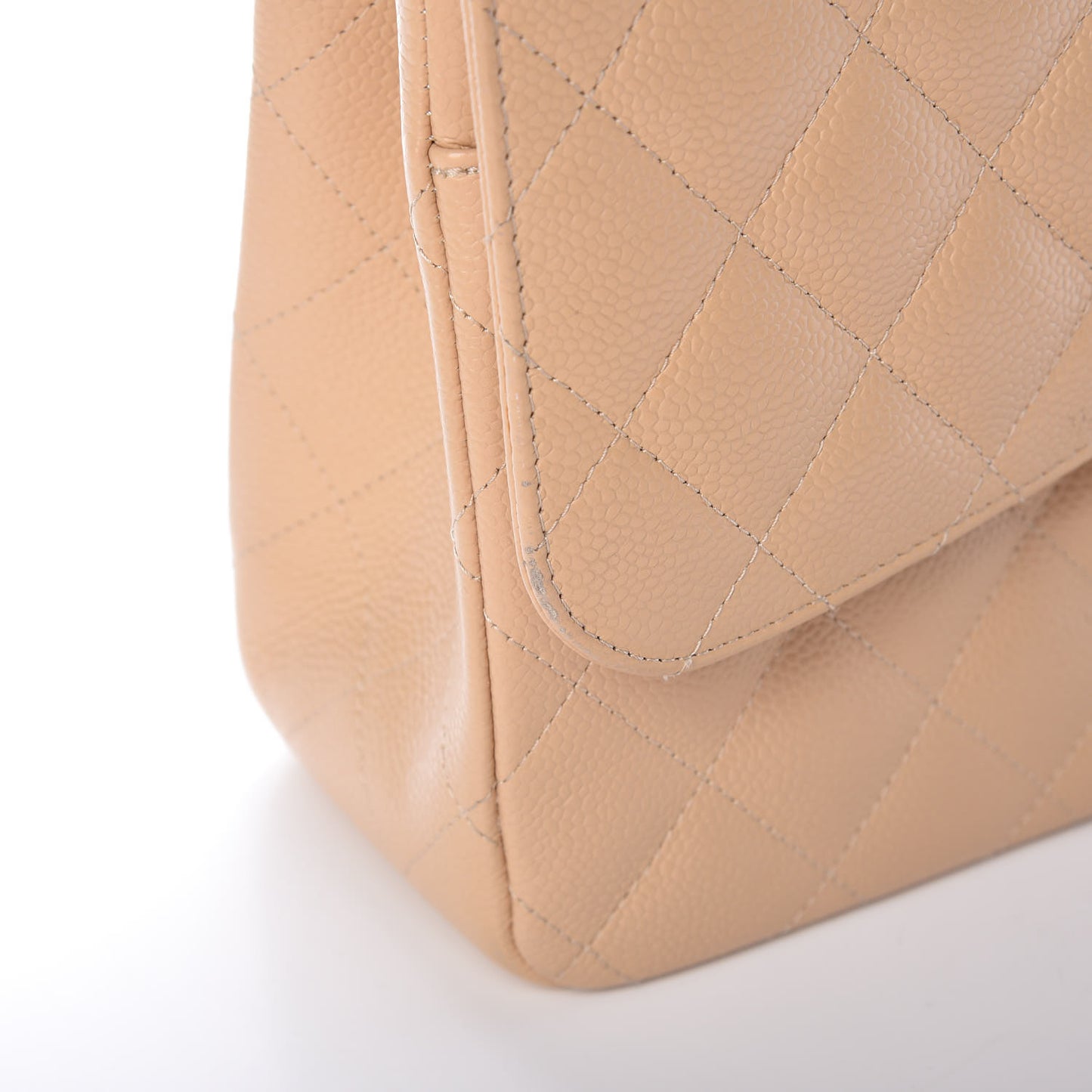 Caviar Quilted Jumbo Double Flap Beige Clair