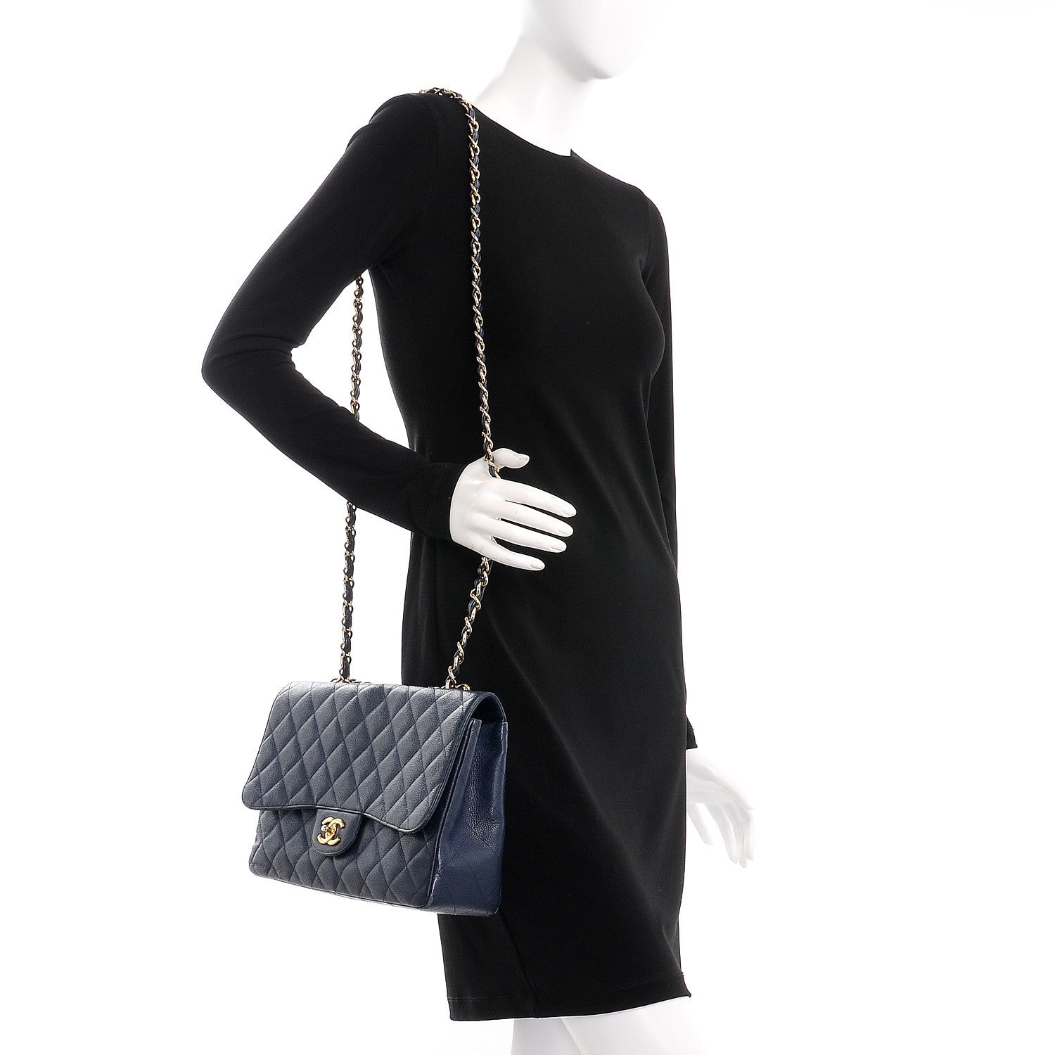 Chanel Caviar Jumbo Single Flap Blue 2 of 14