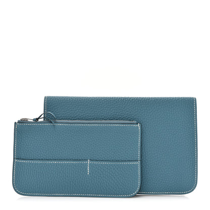 Hermes Togo Dogon Duo Wallet Blue Jean 2 of 10