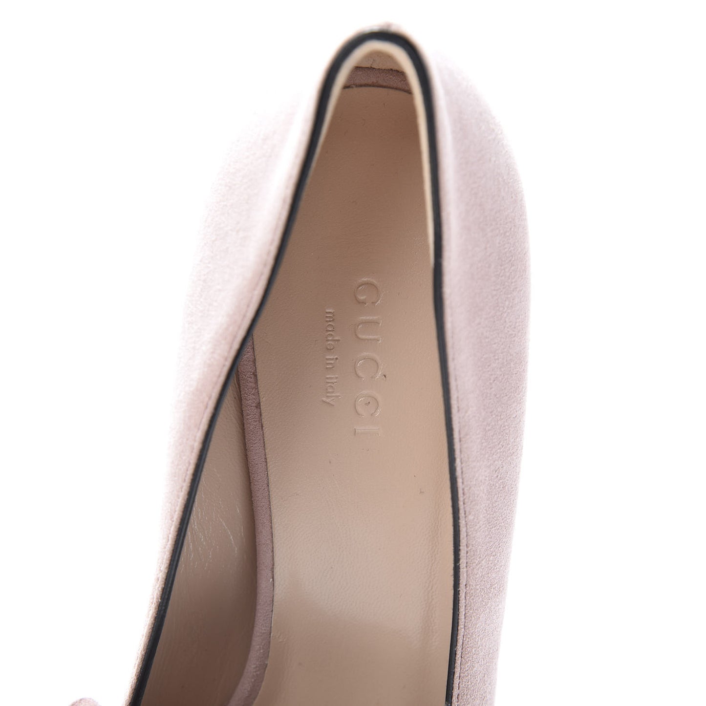 Kid Scamosciato GG Marmont Fringe 50mm Loafer Pumps 37 Crystal Pink