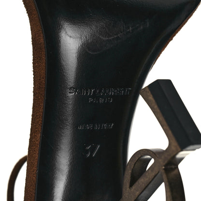 Saint Laurent Suede Calfskin Opyum 110 Sandals 37 Cachemere Gold 6 of 10