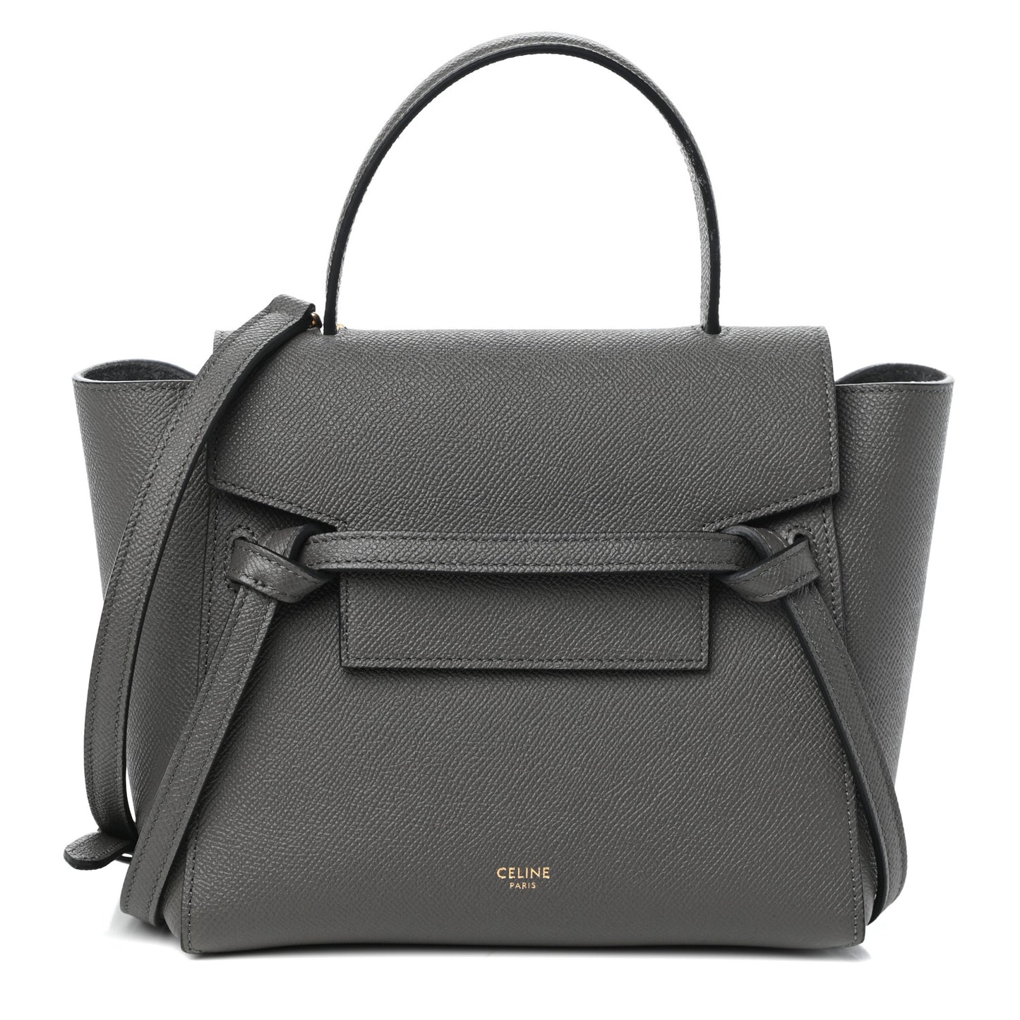 Grained Calfskin Nano Belt Bag Grey