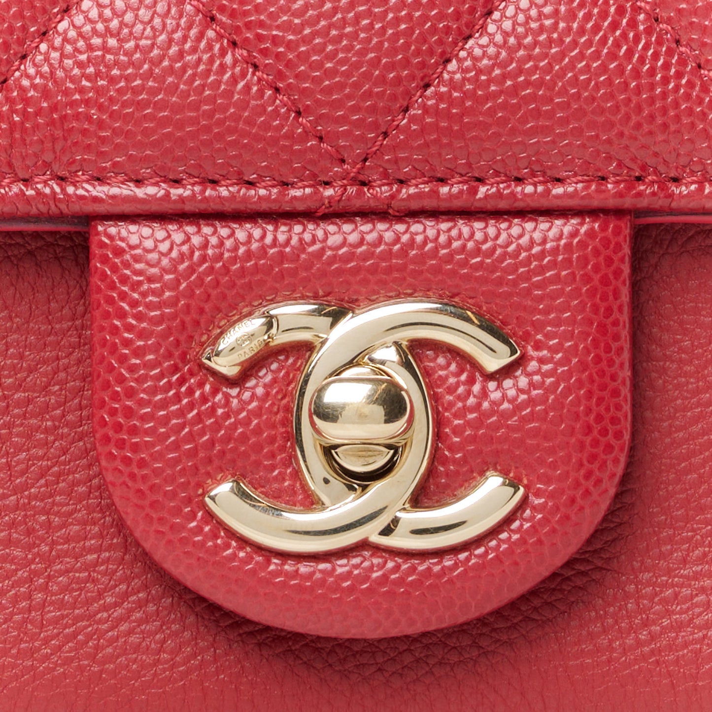 Caviar Quilted Studded Flap Waist Bag Red