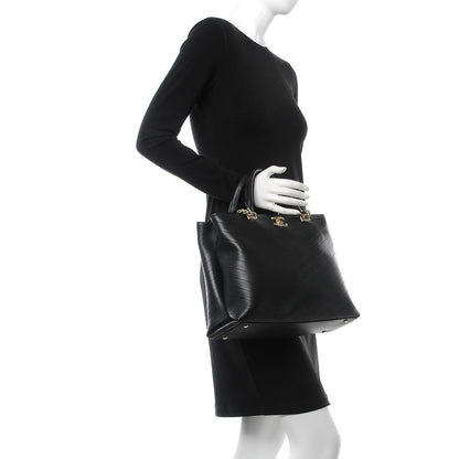 Chanel Calfskin Chevron Quilted Large Shopping Tote Black 3 of 9