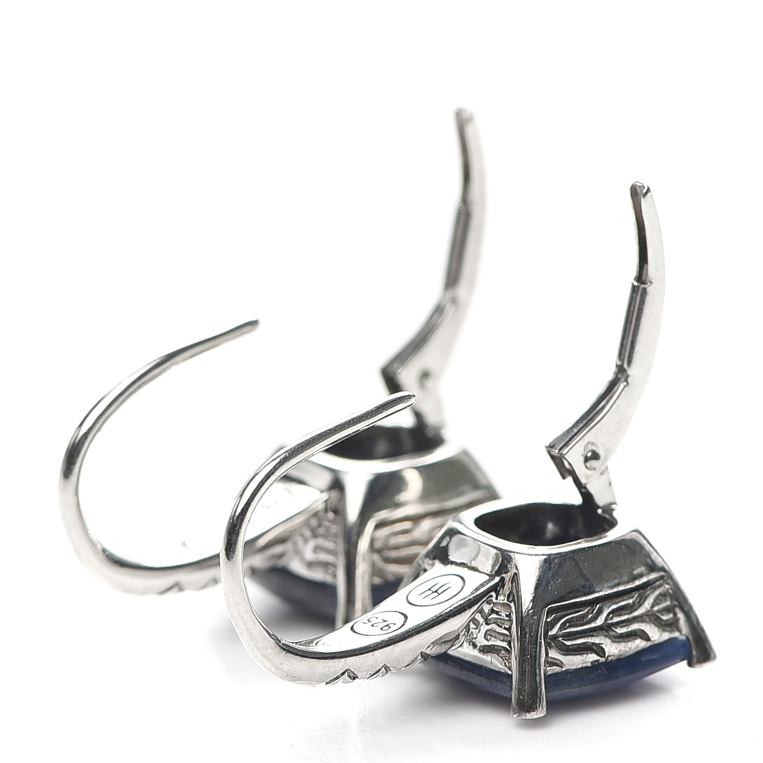 John Hardy Sterling Silver Diamond Magic Cut Sapphire Earrings 3 of 4