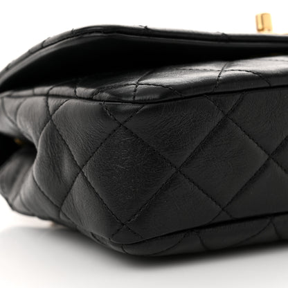 Chanel Glazed Calfskin Quilted Pearl Side Flap Black 9 of 11