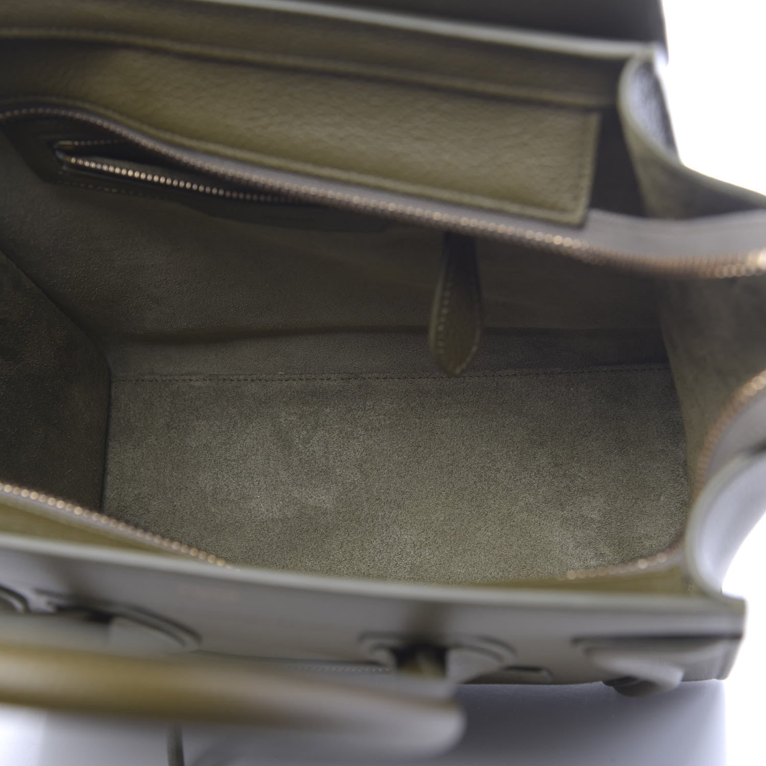 Celine Drummed Calfskin Micro Luggage Dark Olive 5 of 11