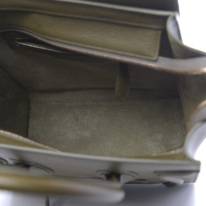 Celine Drummed Calfskin Micro Luggage Dark Olive 5 of 11