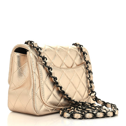 Chanel Metallic Lambskin Quilted Mini Square Flap Gold Black 2 of 10