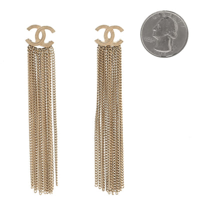 Chanel Metal CC Multi Strand Chain Drop Earrings Gold 2 of 5