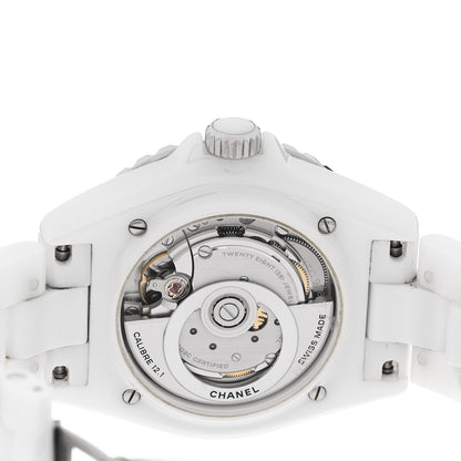 Chanel Stainless Steel Ceramic Diamond 38mm J12 Automatic Watch White 4 of 4