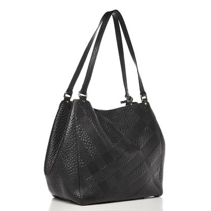 Burberry Signature Grain Calfskin Check Embossed Small Canterbury Tote Black 4 of 11