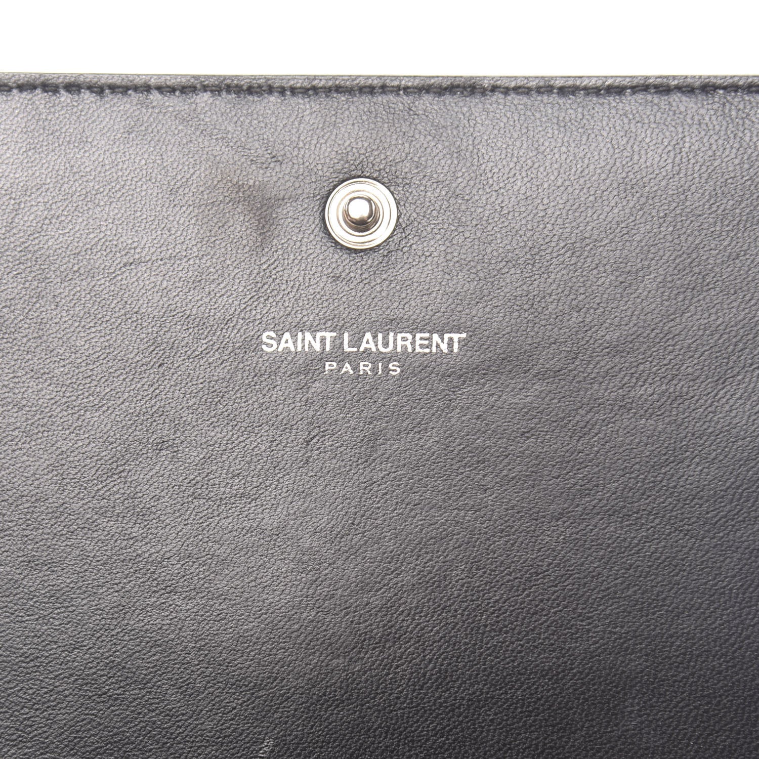 Saint Laurent Suede Python Embossed Monogram Chain Wallet Black 6 of 15