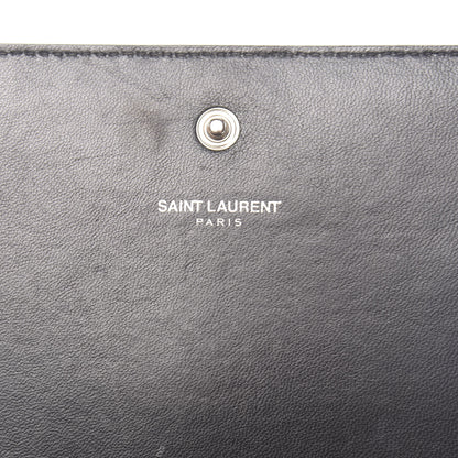 Saint Laurent Suede Python Embossed Monogram Chain Wallet Black 6 of 15