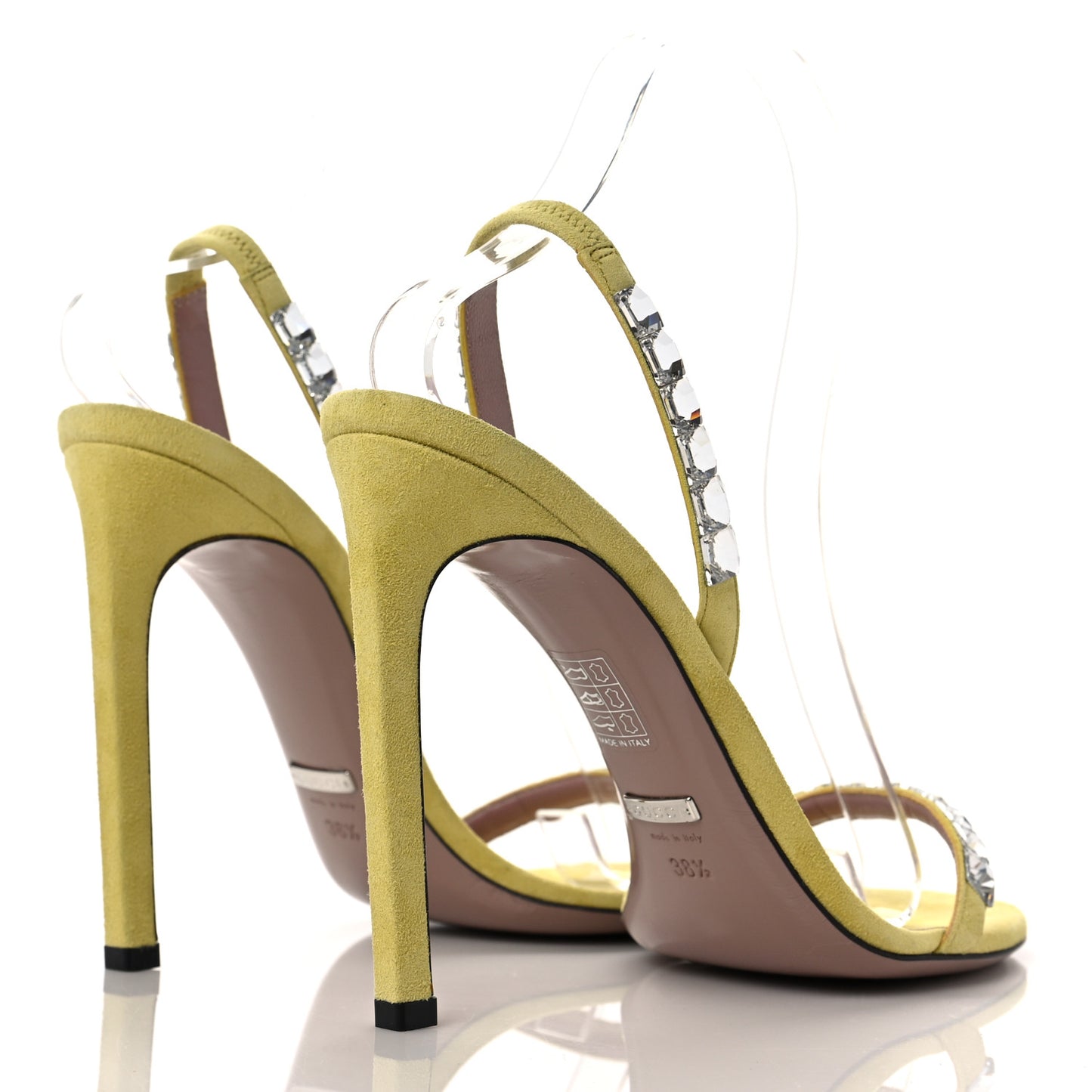 Crystal Kid Scamosciato Mallory Slingback Sandals 38.5 Transparent Mimosa Flower