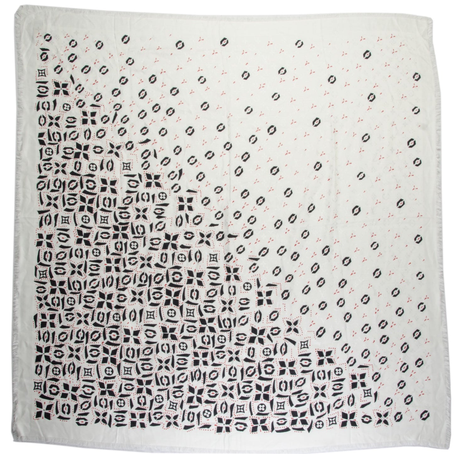 Silk Wool Monogram Graphic Scarf Black