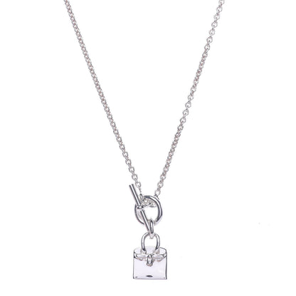 Hermes Sterling Silver Birkin Amulette Pendant Necklace 1 of 8