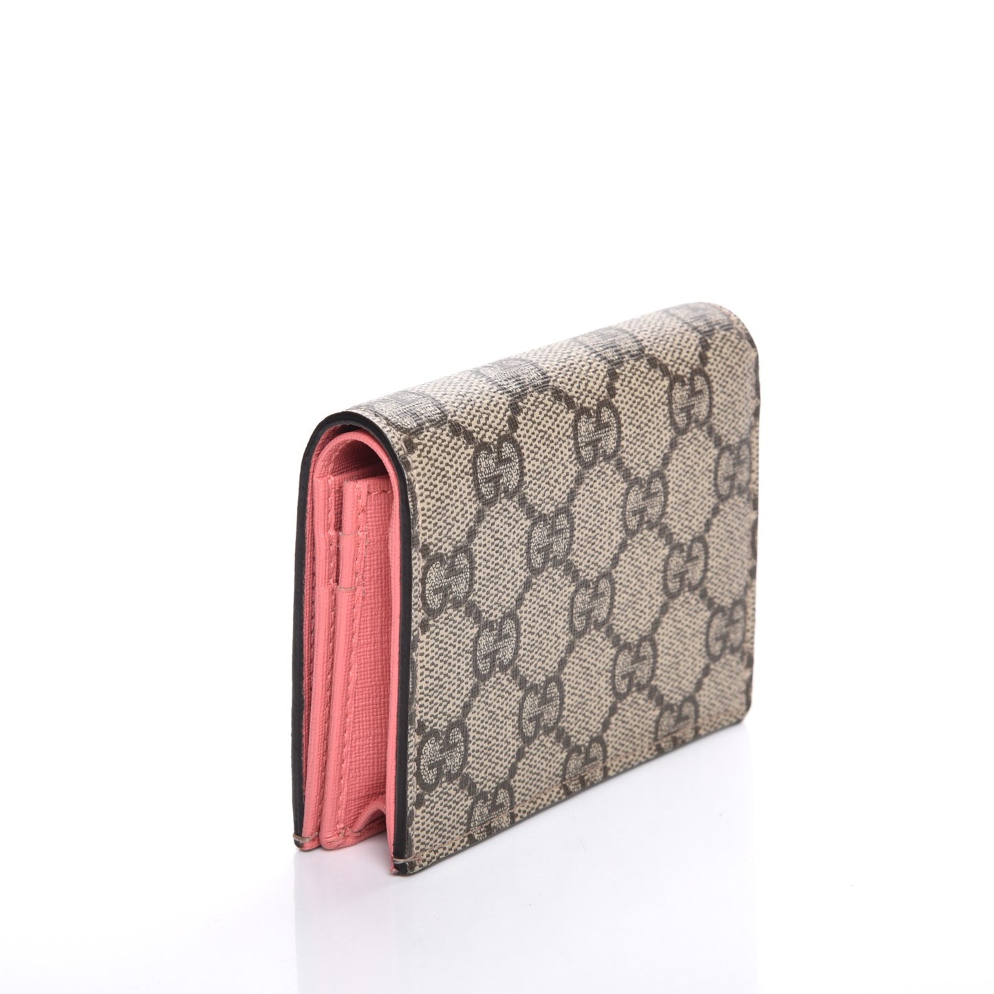 GG Supreme Monogram Face Embroidered Card Case Wallet Pink