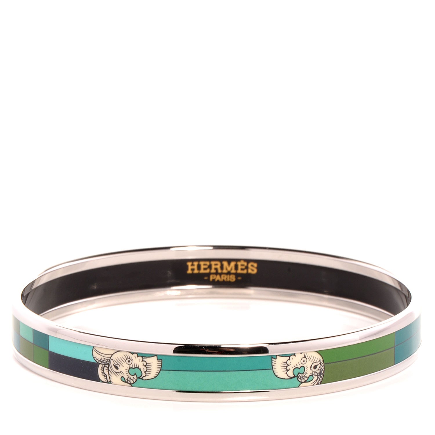 Hermes Printed Enamel Della Cavalleria Narrow Bracelet 65 Foret 1 of 6