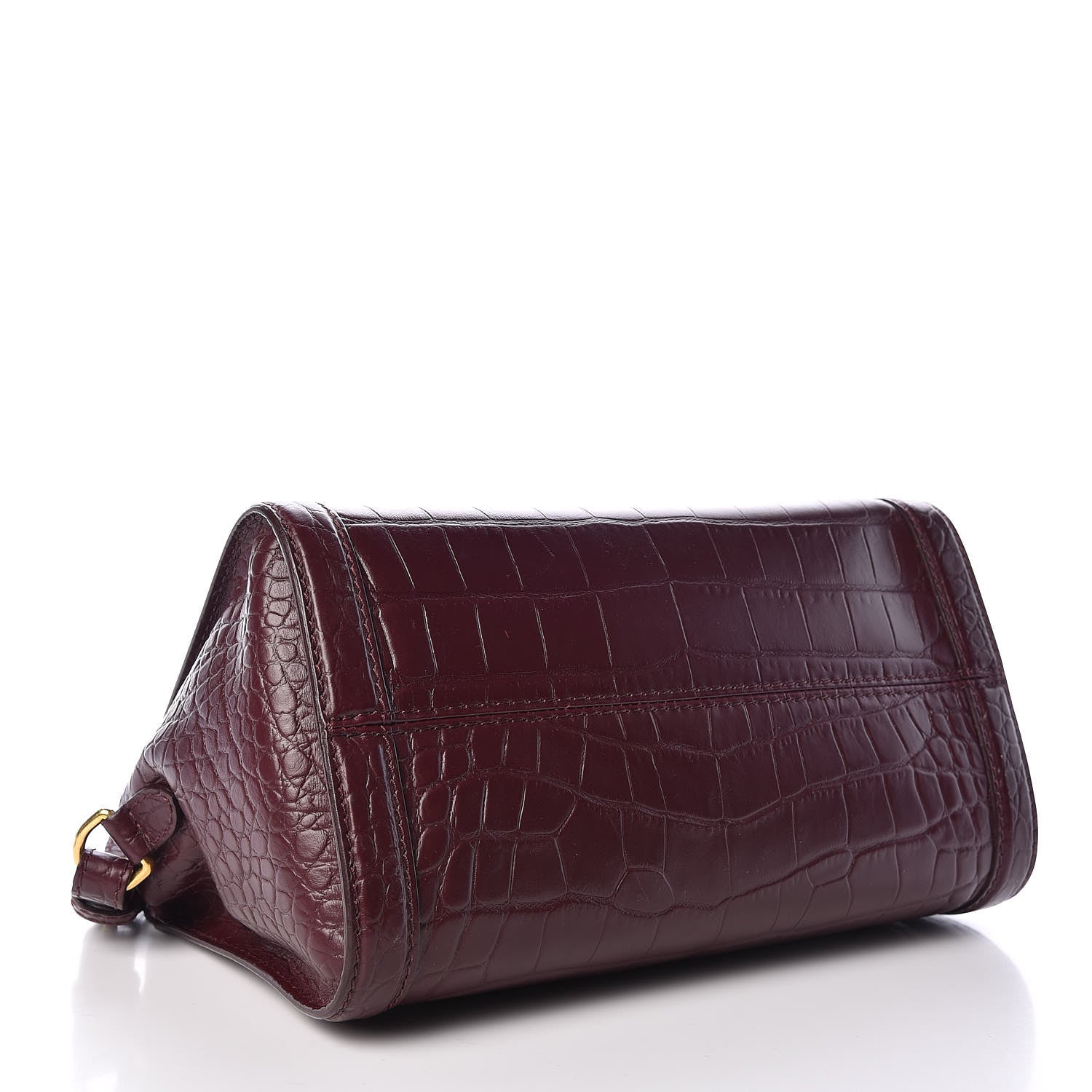 Alexander McQueen Calfskin Crocodile Embossed Small Skull Padlock Zip Around Tote Bordeaux 4 of 10