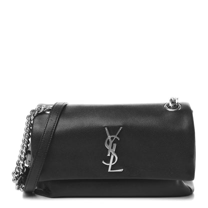 Saint Laurent Grain De Poudre Small West Hollywood Monogram Fold-Over Bag Black 1 of 11