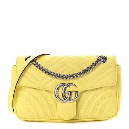 Gucci Calfskin Matelasse Small GG Marmont Shoulder Bag Banana 1 of 10