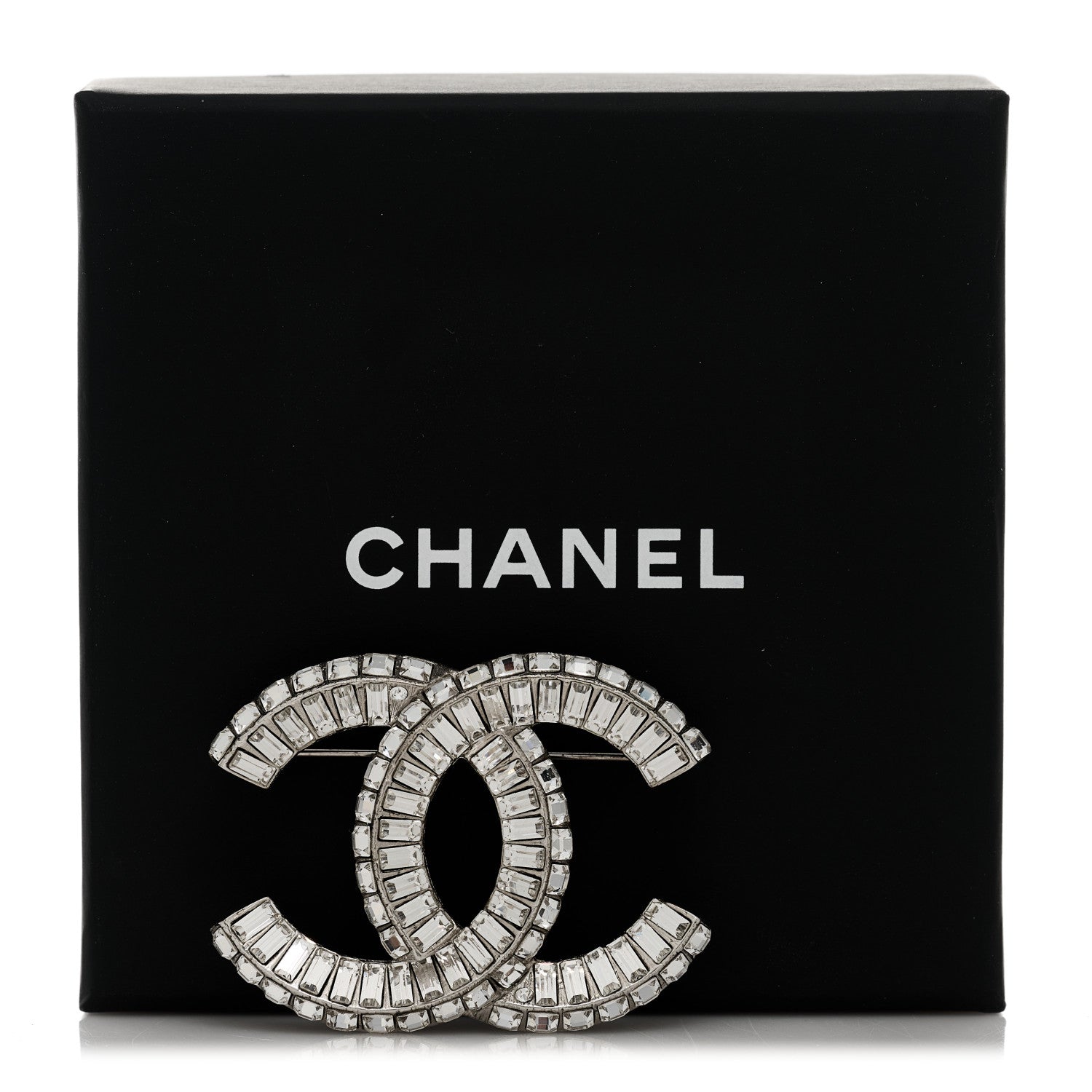 Chanel Baguette Crystal CC Brooch Silver 5 of 5