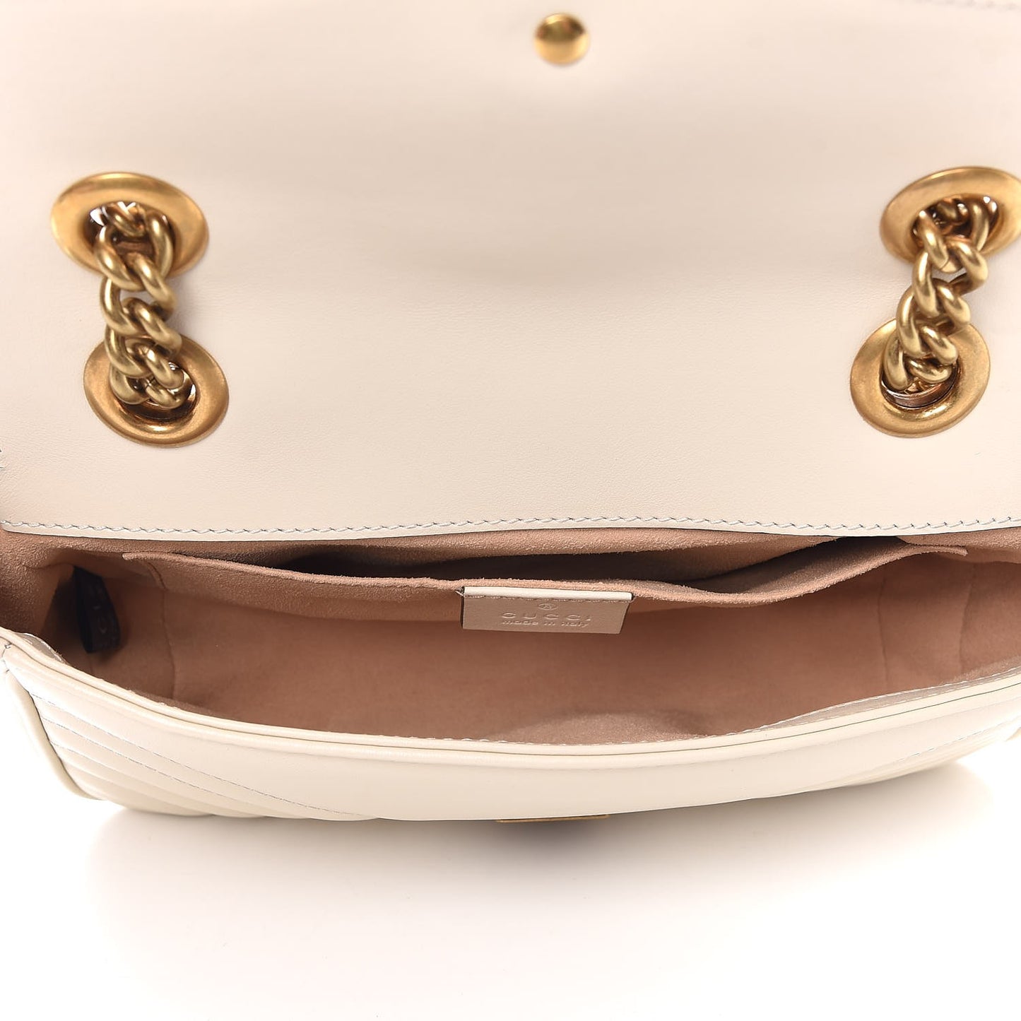 Calfskin Matelasse Mini GG Marmont Shoulder Bag White