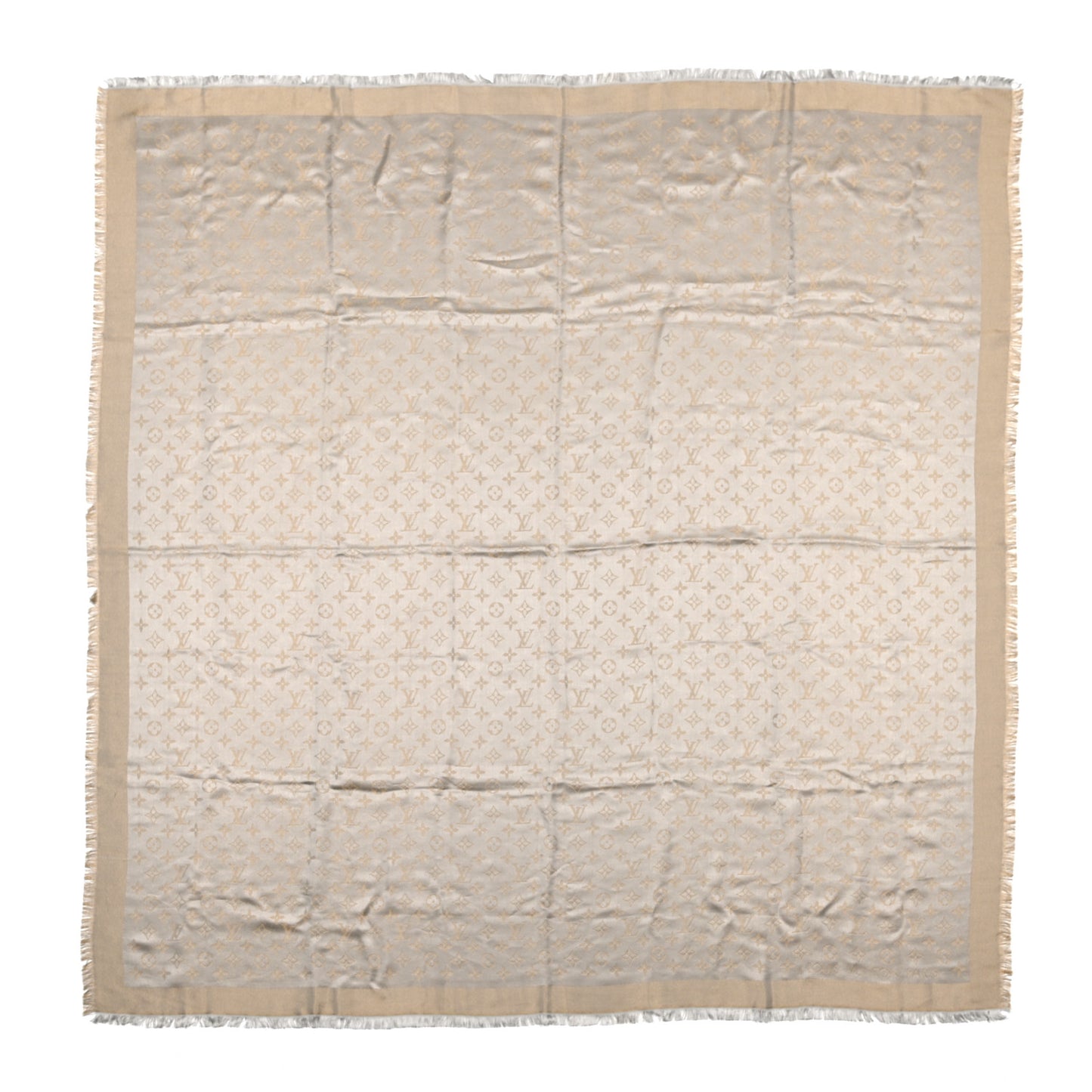 Silk Lurex Wool Monogram Shine Shawl Greige
