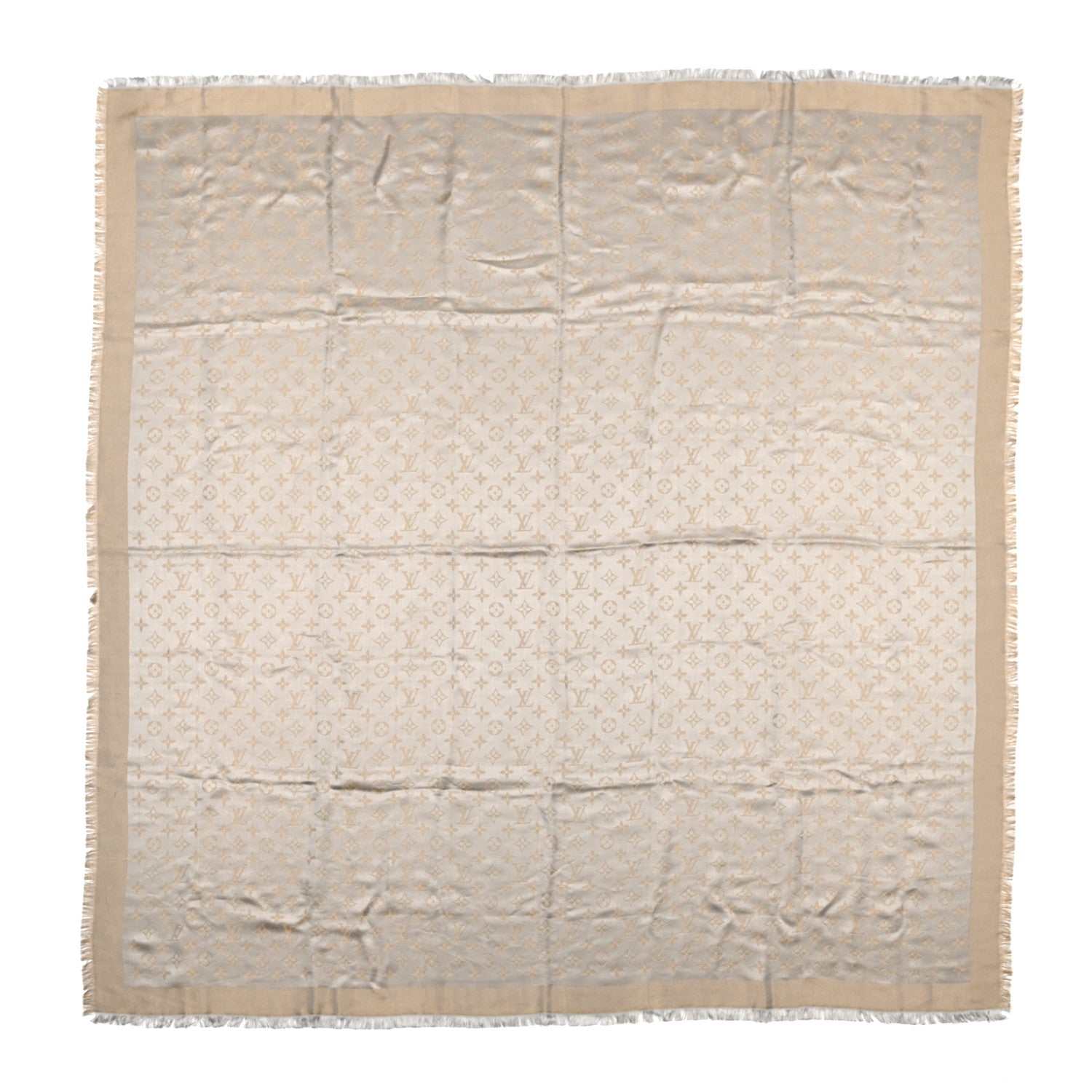 Louis Vuitton Silk Lurex Wool Monogram Shine Shawl Greige 1 of 5