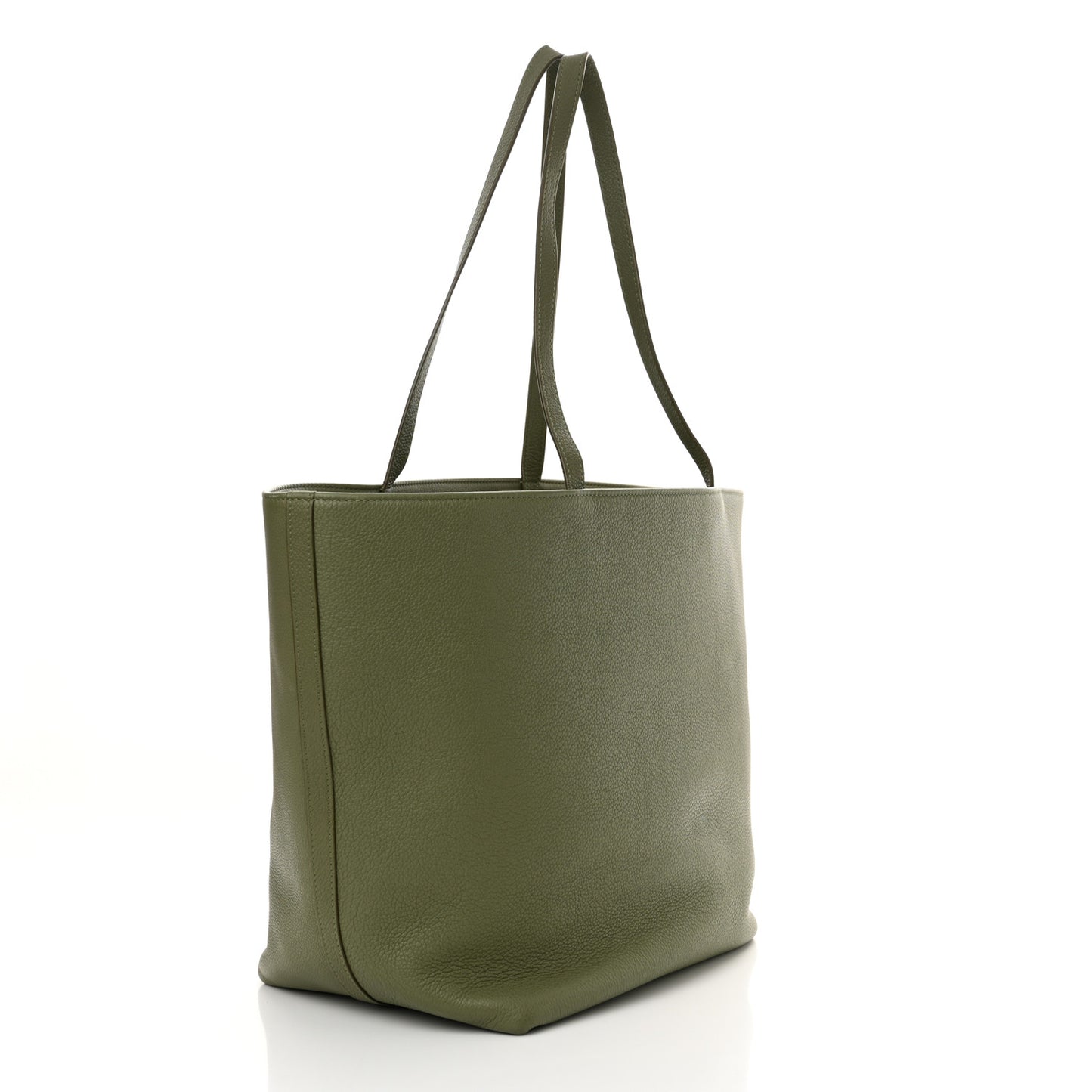 Grained Calfskin Maillon Triomphe Medium Cabas Light Khaki