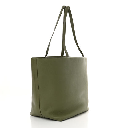 Celine Grained Calfskin Maillon Triomphe Medium Cabas Light Khaki 3 of 12