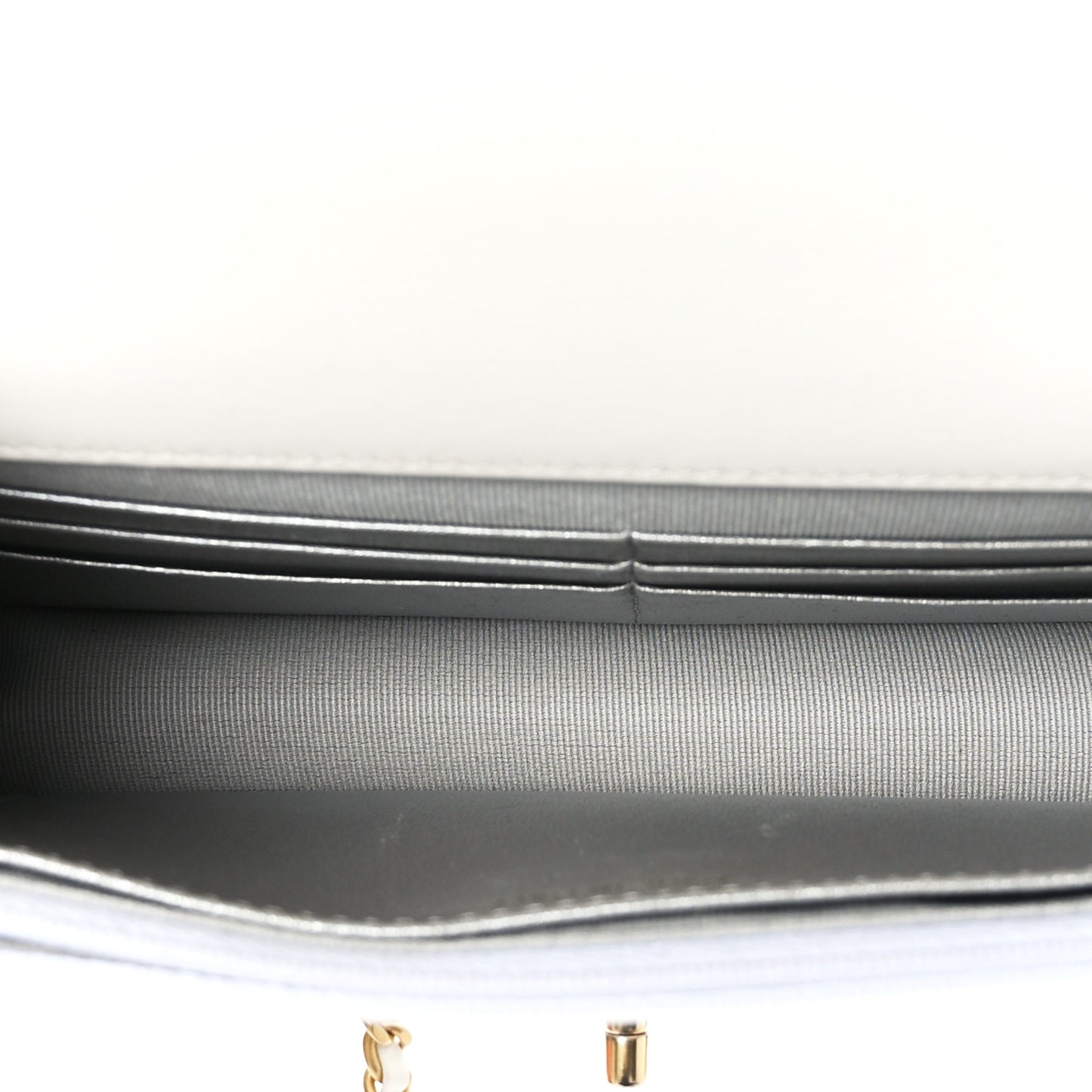 Shiny Calfskin Quilted Multicolor Top Handle Wallet On Chain WOC White