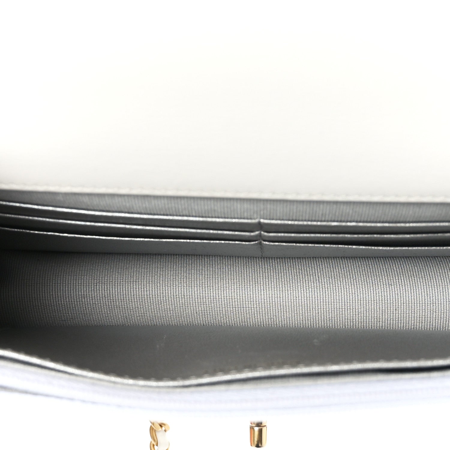 Chanel Shiny Calfskin Quilted Multicolor Top Handle Wallet On Chain WOC White 5 of 10