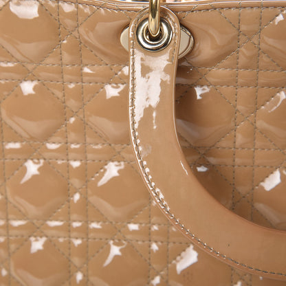 Christian Dior Patent Cannage Large Lady Dior Beige 9 of 20